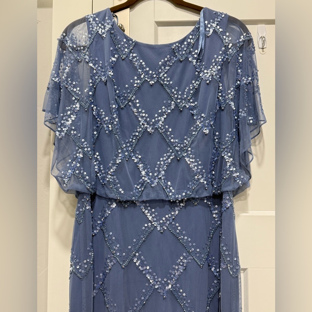 Adrianna Papell Blue Sequin Gown
